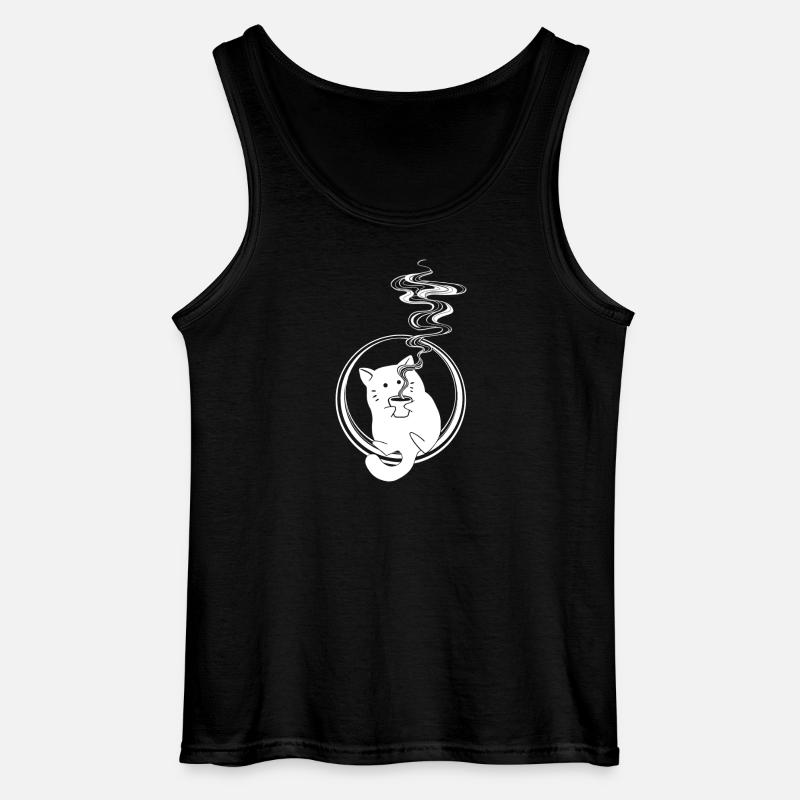 Coffee Cat, Katze mit Kaffee - Gildan Männer Tank Top - Schwarz