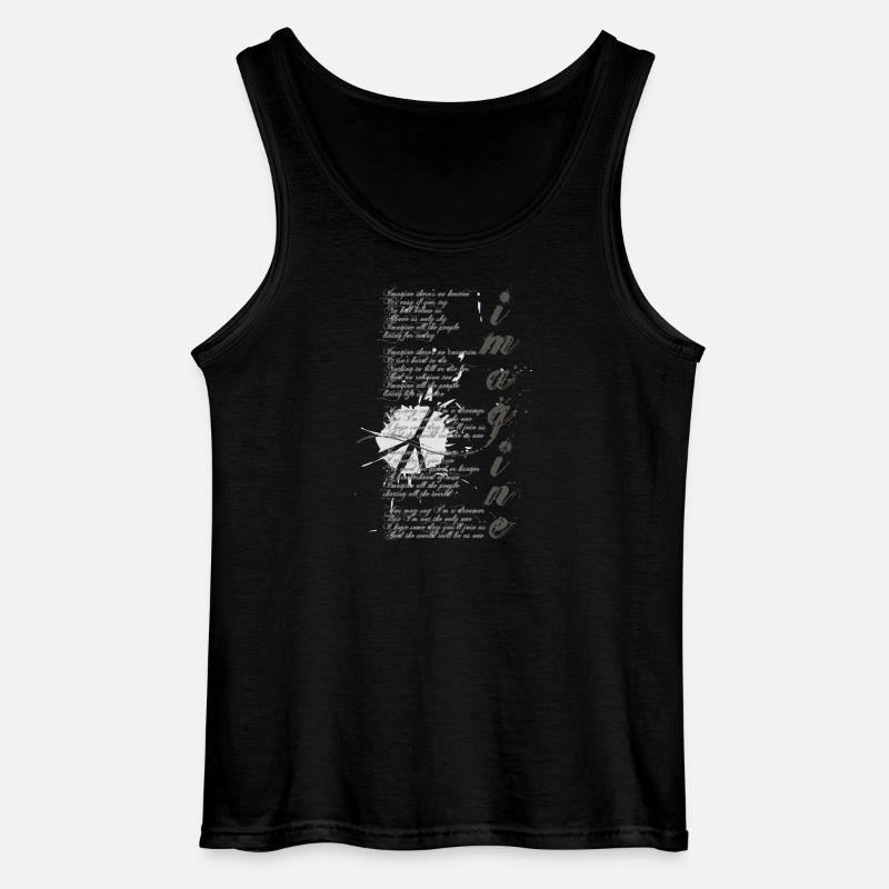 imagine - grafisches Peace-Zeichen und Lied-Text - Gildan Männer Tank Top - Schwarz