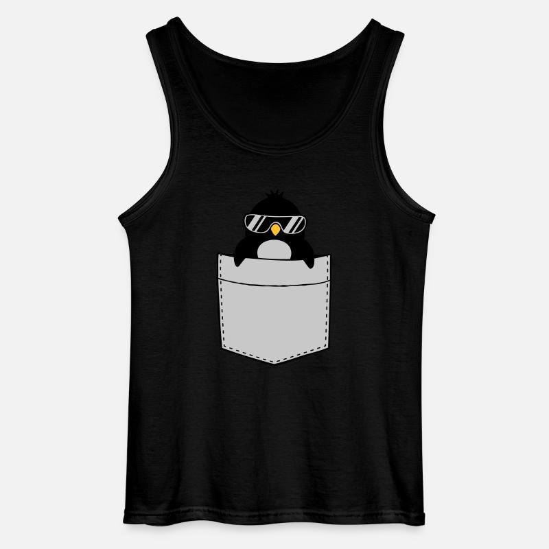 Pinguin Hemd Brusttasche - Gildan Männer Tank Top - Schwarz
