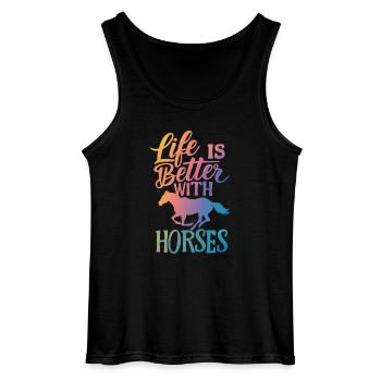 Pferd Pferde Reiten Pferdereiten Sprungreiten - Gildan Männer Tank Top - Schwarz - Vorne - AI Model Male 185 dark (185cm)