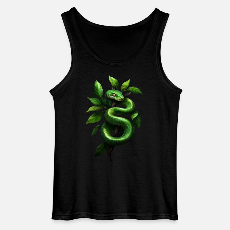 Grüner Baumpython Schlangen Liebhaber Terrarium - Gildan Männer Tank Top - Schwarz
