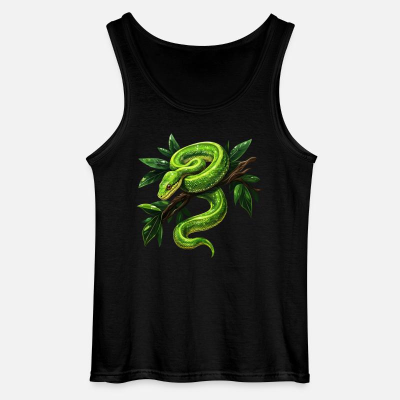 Grüner Baumpython Schlangen Liebhaber Terrarium - Gildan Männer Tank Top - Schwarz