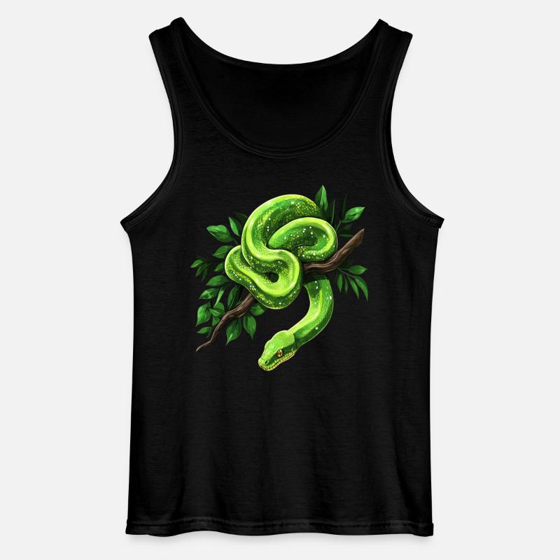 Grüner Baumpython Schlangen Liebhaber Terrarium - Gildan Männer Tank Top - Schwarz