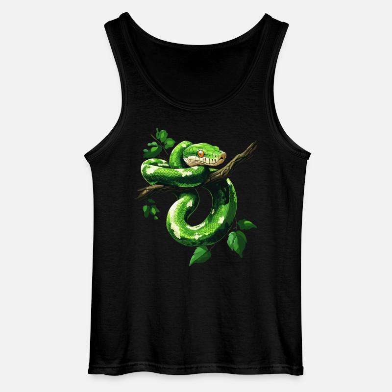 Grüner Baumpython Schlangen Liebhaber Terrarium - Gildan Männer Tank Top - Schwarz