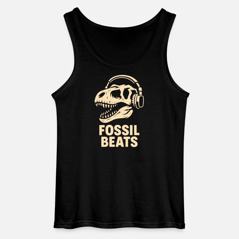 Fossil Beats Dinosaur mit Kopfhörer - Gildan Männer Tank Top - Schwarz