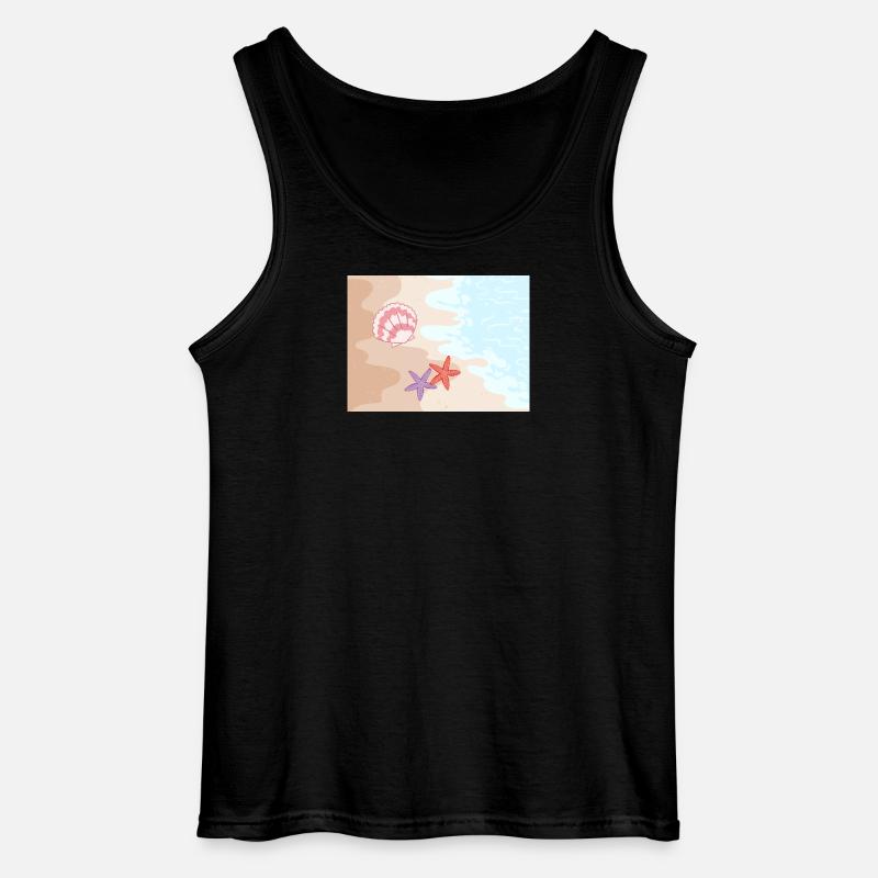 Summer beach starfish and shells - Gildan Men’s Tank Top - black