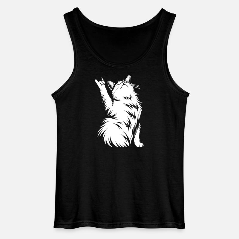 Rock Katze – Devil Horns Silhouette - Gildan Männer Tank Top - Schwarz