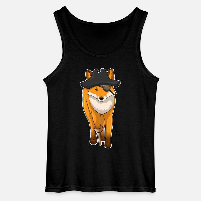 Fox Pirate Eye Patch - Gildan Men’s Tank Top - black