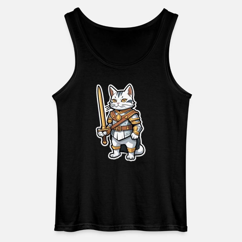 Katze Ritter Comic - Gildan Männer Tank Top - Schwarz