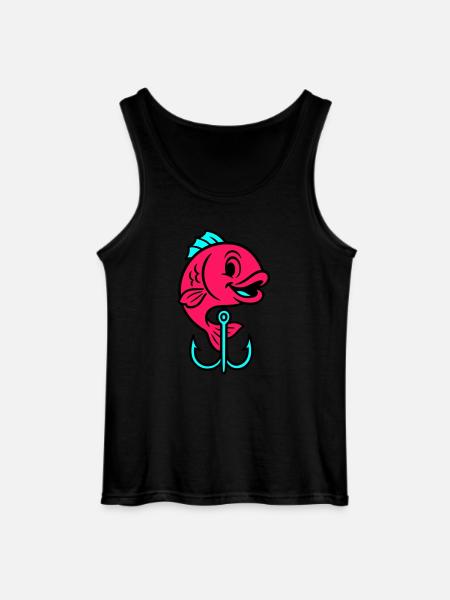 Fish Fish Hook Comic - Gildan Men’s Tank Top - black