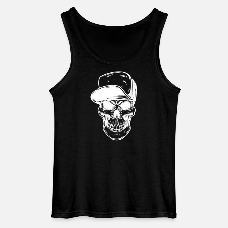 Graffiti Skull with Baseball Cap - Gildan Men’s Tank Top - black