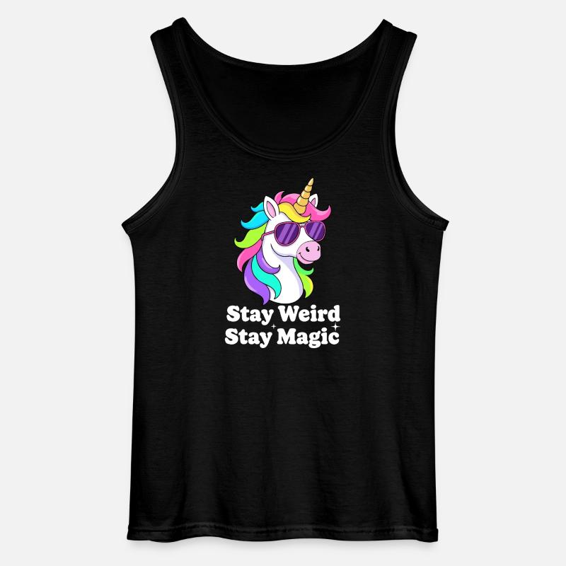 Buntes Einhorn mit Sonnenbrille - Gildan Männer Tank Top - Schwarz