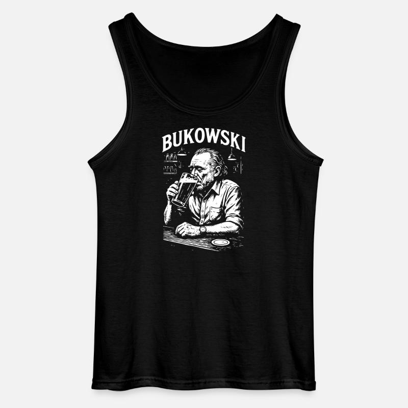 Charles Bukowski Bar-Porträt - Gildan Männer Tank Top - Schwarz