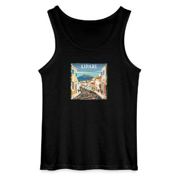 Lipari Italy: Dream Beach Summer Vacation - Gildan Men’s Tank Top - black - Front - AI Model Male 185 dark (185cm)