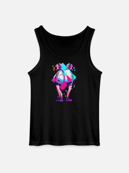 Anime Aesthetics Headphones Twins - Gildan Männer Tank Top - Schwarz