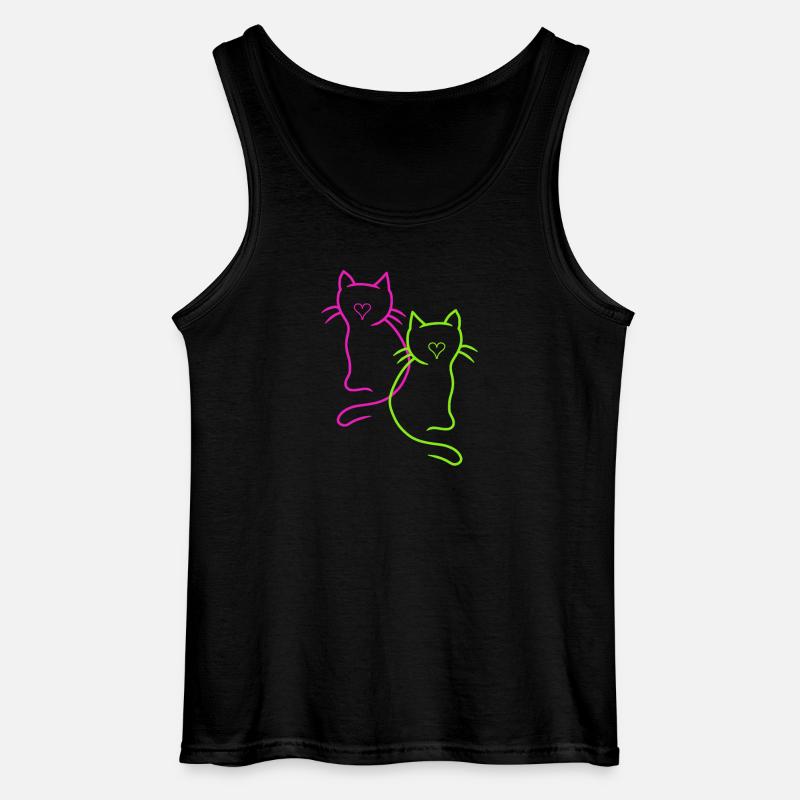 Retro Katzen Herz - Gildan Männer Tank Top - Schwarz