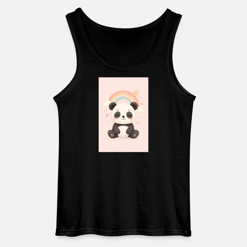 Süßer Panda mit Regenbogen und Sternen - Gildan Männer Tank Top - Schwarz