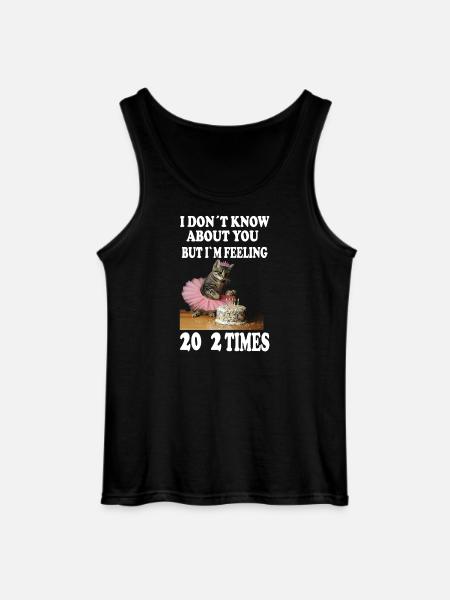 40 . Birthday Funny Cat Design - Gildan Men’s Tank Top - black