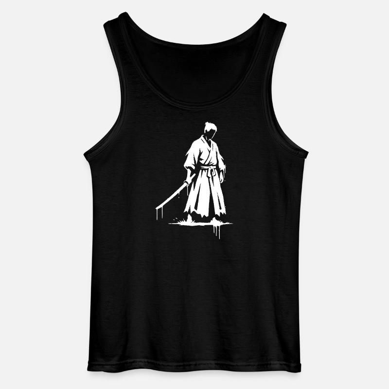 Trauriger Ronin Samurai Krieger graffiti - Gildan Männer Tank Top - Schwarz