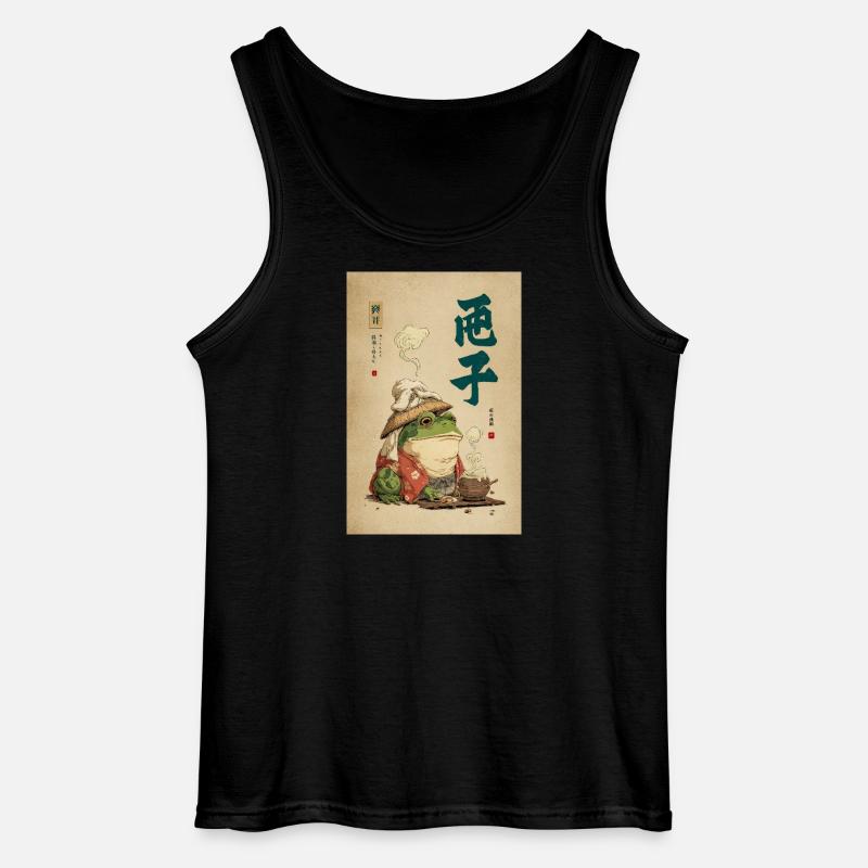 Frosch-Samurai im Seidenmantel mit Tee - Gildan Männer Tank Top - Schwarz