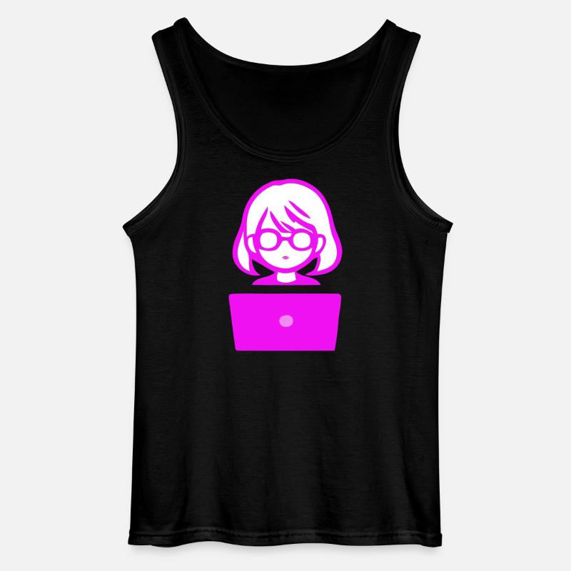 Woman with Computer Programmer Coder - Gildan Men’s Tank Top - black