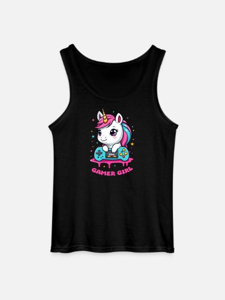 Licorne Gamer Fille - Débardeur Gildan Homme - noir