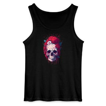 Totenkopf mit roten Blumen - Gildan Männer Tank Top - Schwarz - Vorne - AI Model Male 185 dark (185cm)