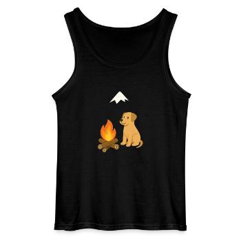 The magic of the campfire in the open air - Gildan Men’s Tank Top - black - Front - AI Model Male 185 dark (185cm)