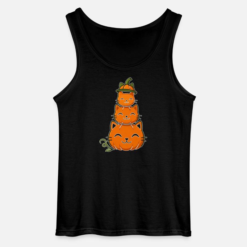 Happy Pumpkin Cat Stack - Gildan Men’s Tank Top - black