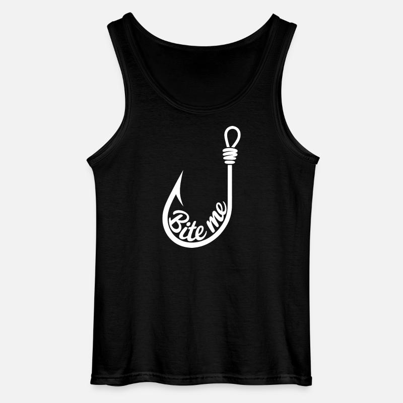 Bite Me Lure Hook Design - Gildan Men’s Tank Top - black