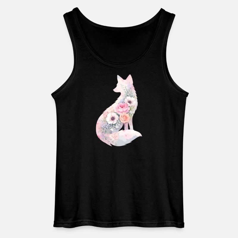 Fuchs Silhouette Aquarell Blumen - Gildan Männer Tank Top - Schwarz