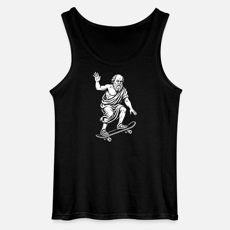 Ancient Philosopger Socrates on a Skateboard - Gildan Men’s Tank Top - black