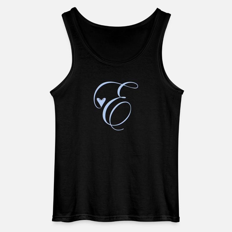 Monogram E Heart Vine - Gildan Men’s Tank Top - black