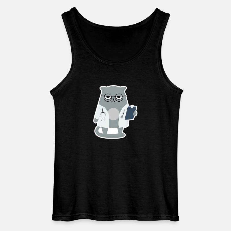 Cat Grumpy Arzt - Katze - Gildan Männer Tank Top - Schwarz