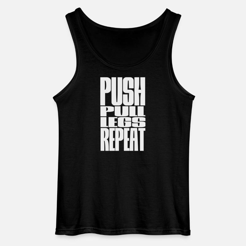 PUSH PULL LEGS REPEAT - Gildan Men’s Tank Top - black