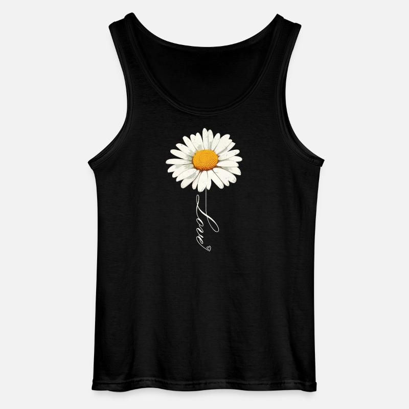 Gänseblümchenblume mit Liebe Skript - Gildan Männer Tank Top - Schwarz