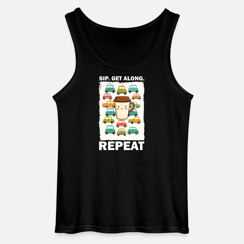 Verspielte Kaffeetasse mit Autos - Gildan Männer Tank Top - Schwarz