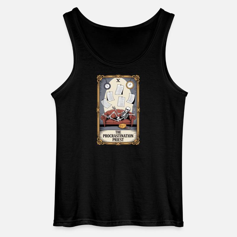 The Procrastination Priest Skelett Aufschieberitis - Gildan Männer Tank Top - Schwarz