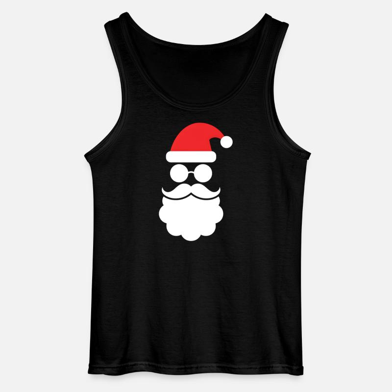 Weihnachtsmann mit Bart Minimal Kopf Design - Gildan Männer Tank Top - Schwarz
