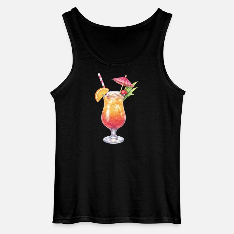 Tropischer Cocktail mit Obstdeko - Gildan Männer Tank Top - Schwarz