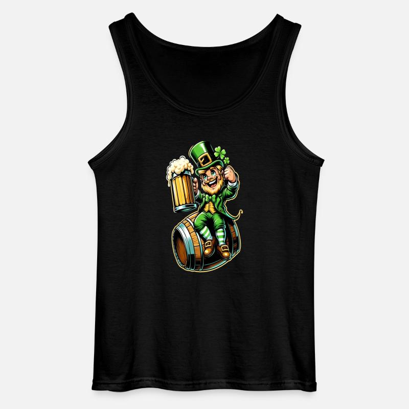 Bierfass-Leprechaun (Irischer Kobold) - Gildan Männer Tank Top - Schwarz