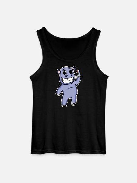 Hippo with toothbrush - Gildan Men’s Tank Top - black