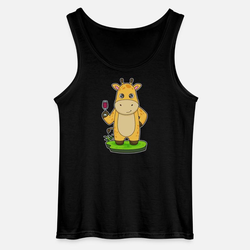 Giraffe Glas Rotwein - Gildan Männer Tank Top - Schwarz