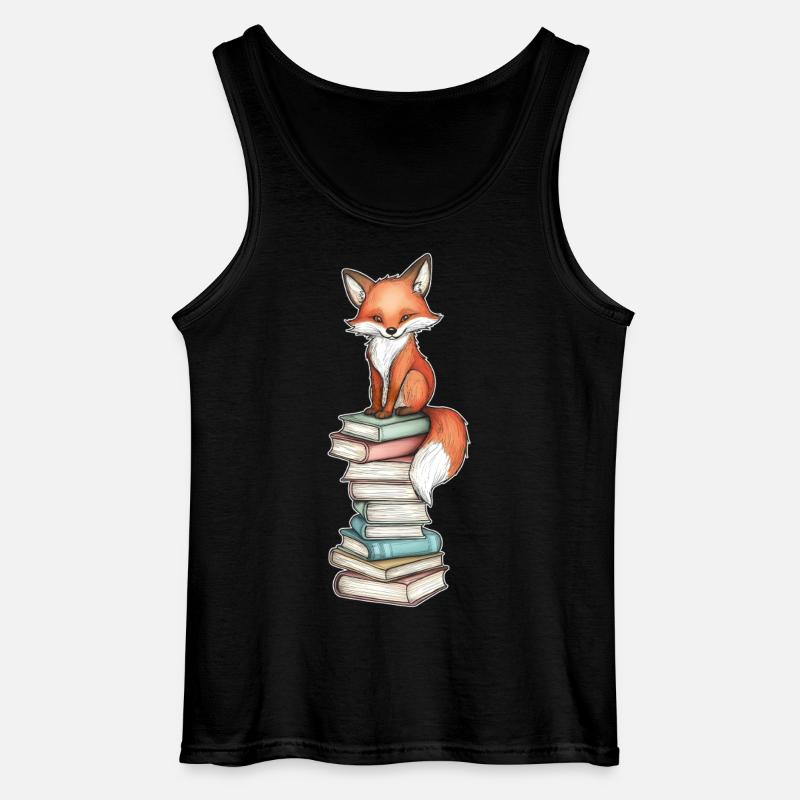 Fuchs auf Bücherstapel - Gildan Männer Tank Top - Schwarz