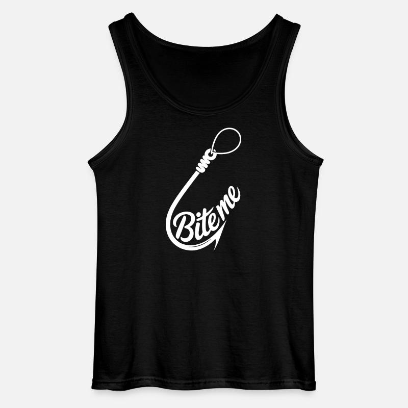 Bite Me Hook Graphic Tee - Gildan Men’s Tank Top - black