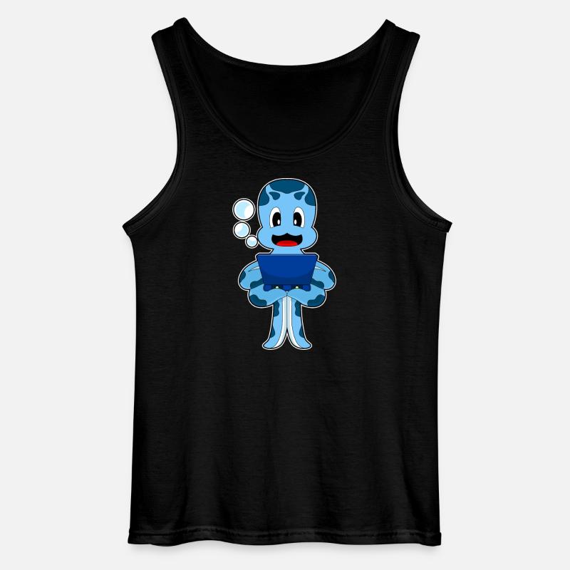 Krake Laptop - Gildan Männer Tank Top - Schwarz