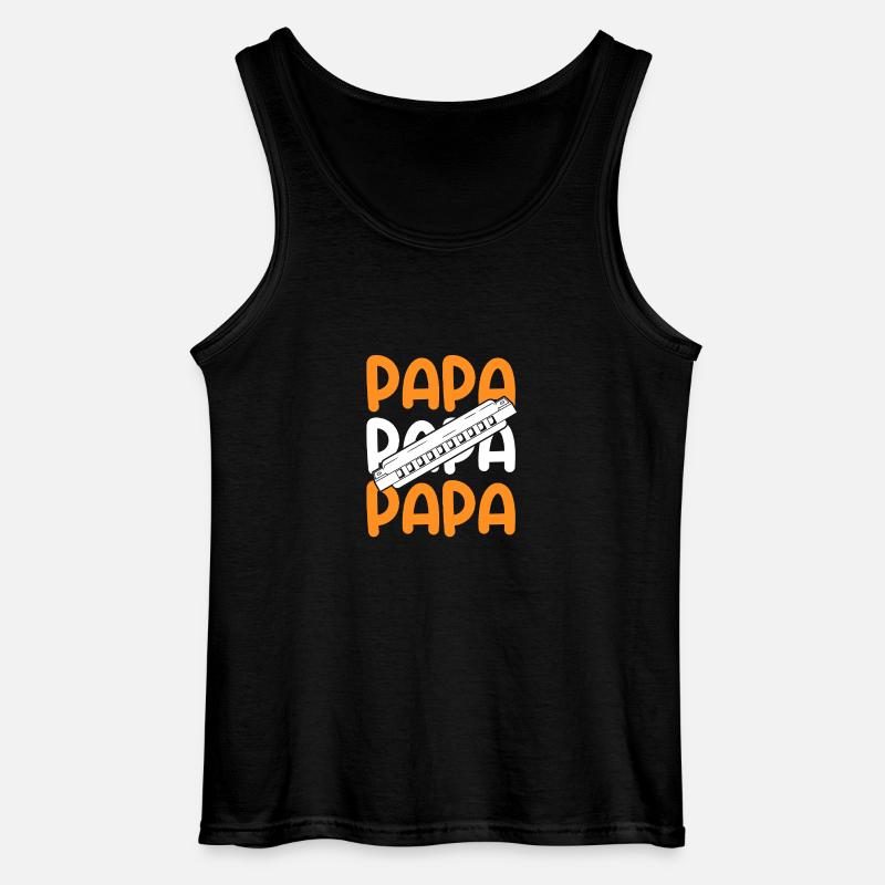 Harmonica Dad Father Harmonica - Gildan Men’s Tank Top - black