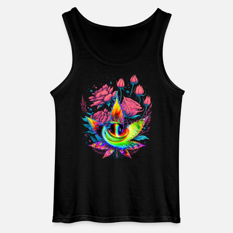 Psychedelisches Cannabisblatt mit Drachenauge - Gildan Männer Tank Top - Schwarz