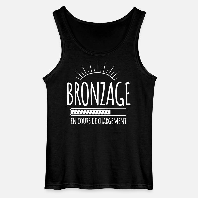 Tan Loading, Summer, Vacation, French - Gildan Men’s Tank Top - black