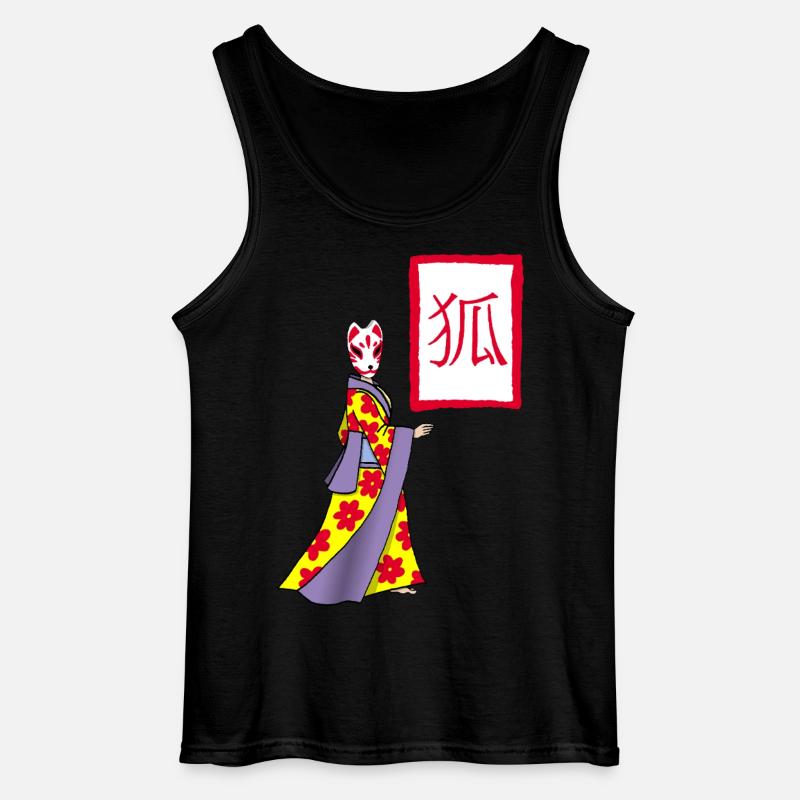 Fox Kitsune Manga - Gildan Männer Tank Top - Schwarz